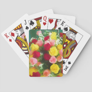 Rose Bouquet Painting - Cute Original Flower Art Playing Cards