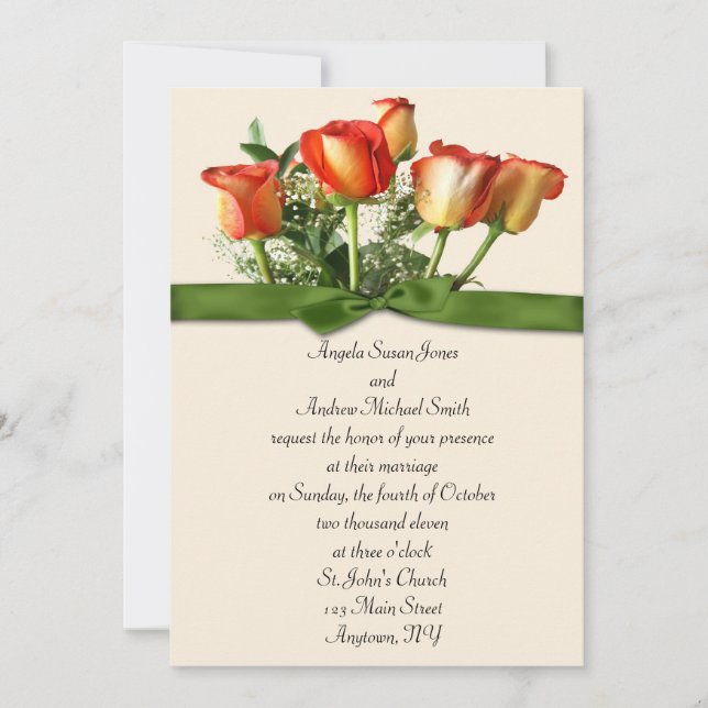 Rose Bouquet Wedding Invitation (Front)