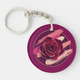 Rose Bourguignonne Élégante aux Traits de Pinceau
