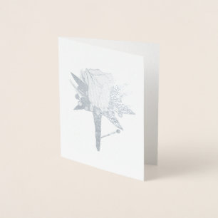 Rose Boutonniere Menswear Wedding Groom Flower Foil Card