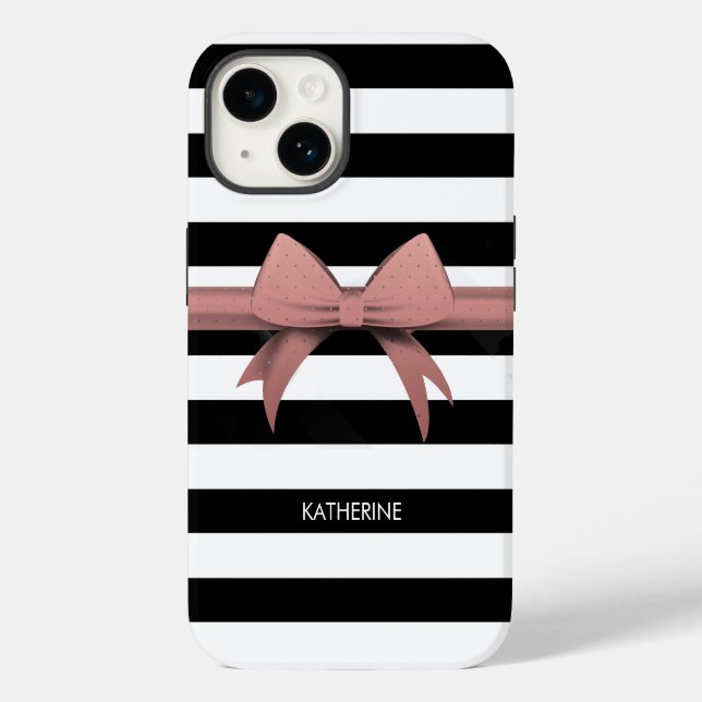Rose Bow and Stripes Case-Mate iPhone Case (Back)