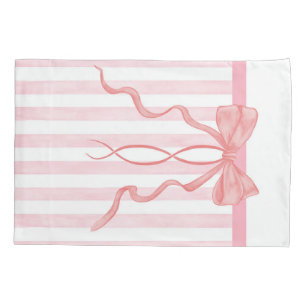 Rose Bow and Stripes Pillow Case