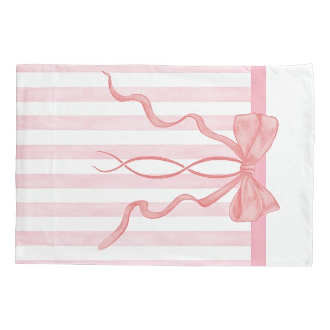 Rose Bow and Stripes Pillow Case (Back)