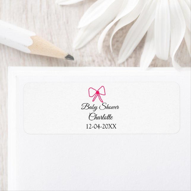 ROSE BOW SIMPLE BABY SHOWER AJOUTER LE NOM DATE MI (En situation)