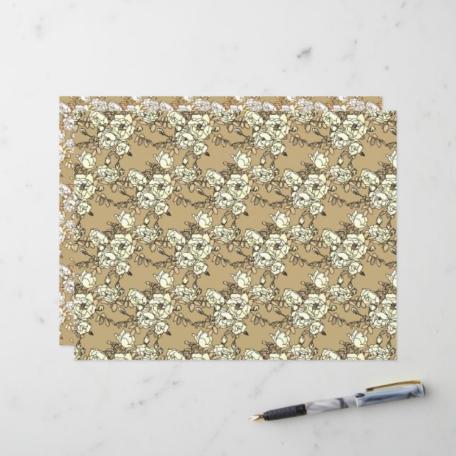 Rose Branch Dark GoldCraft Paper (Front/Back In Situ)