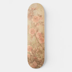 Rose Branch Pink Gold Vintage Skateboard