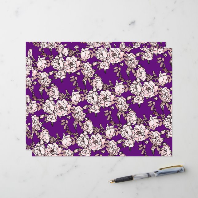Rose Branch Pink Purple Craft Paper (Front/Back In Situ)