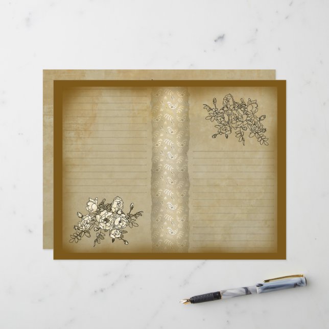 Rose Branch Vintage Paper (Front/Back In Situ)