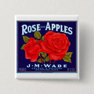 Rose Brand Apples 2 Inch Square Button