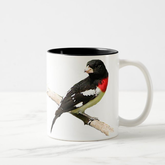Rose-breasted Grosbeak Two-Tone Coffee Mug (Right)