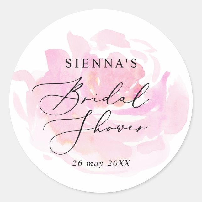 Rose Bridal Shower Blush Pink Favour Classic Round Sticker (Front)