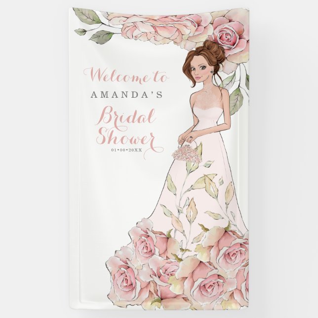 Rose Bride Bridal Shower Welcome Banner (Vertical)