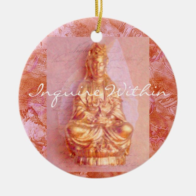 Rose-Bronze Kwan Yin Ceramic Ornament (Front)