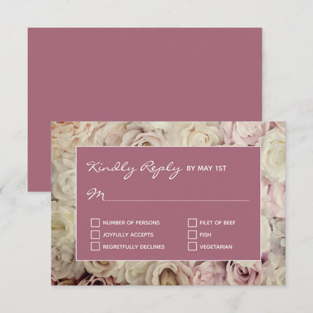Rose Brown Mulberry  RSVP Cards Rose Background (Front/Back)