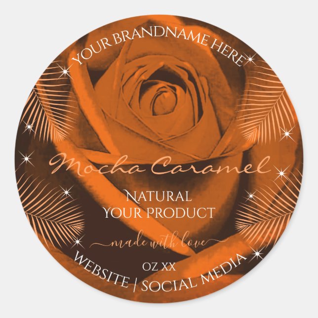 Rose Brown orange avec Feuilles de Palm Étiquettes (Devant)
