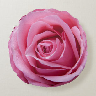 Rose bud, dark pink rose, floral round pillow