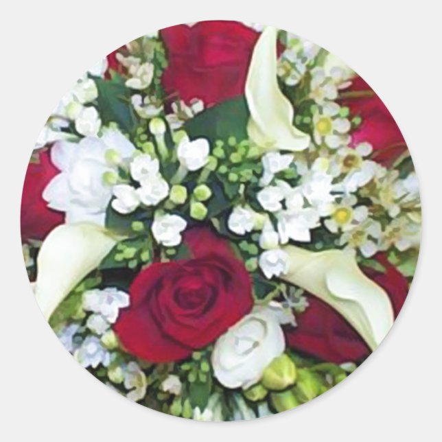 Rose & Cala Lily Classic Round Sticker (Front)
