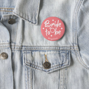 Rose Calligraphy Bride to Be Personalized Button