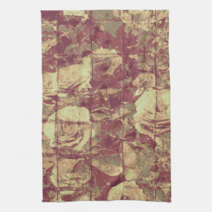 Rose camouflage pattern on tiled wall background kitchen towel