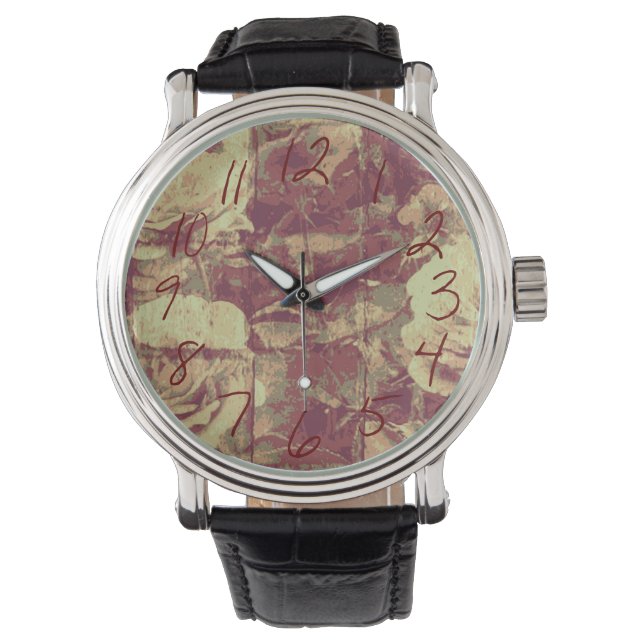 Rose camouflage pattern on tiled wall background watch (Front)