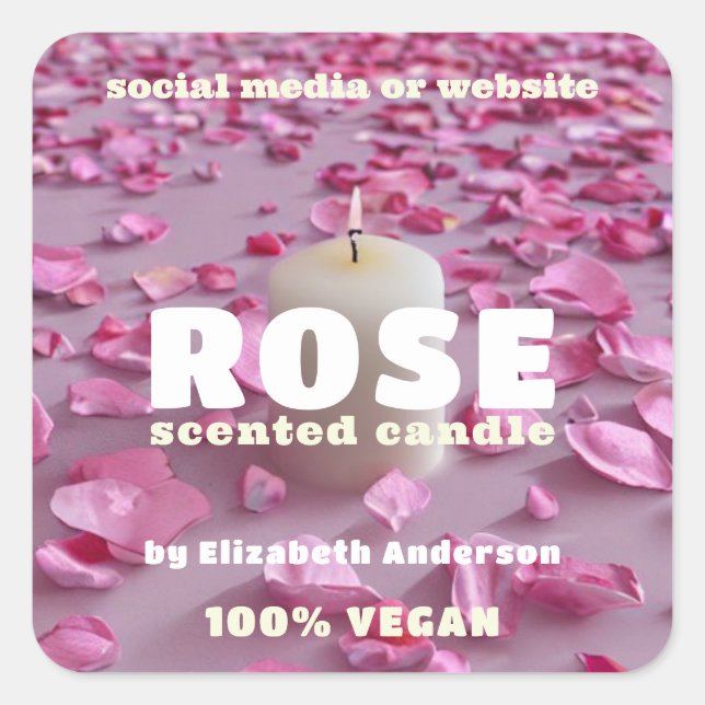 Rose Candle Square Sticker (Front)