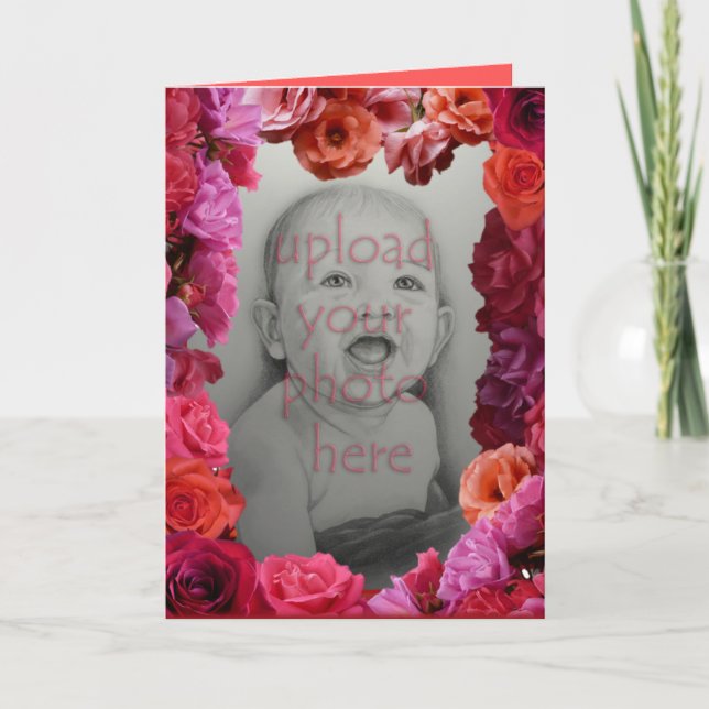 Rose Cards Pink Flowers Custom Greeting Card (Front)