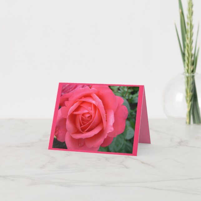 Rose Cards Pink Flowers Custom Greeting Card (Front)