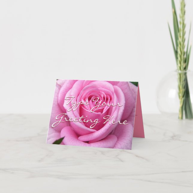 Rose Cards Pink Flowers Custom Greeting Card (Front)