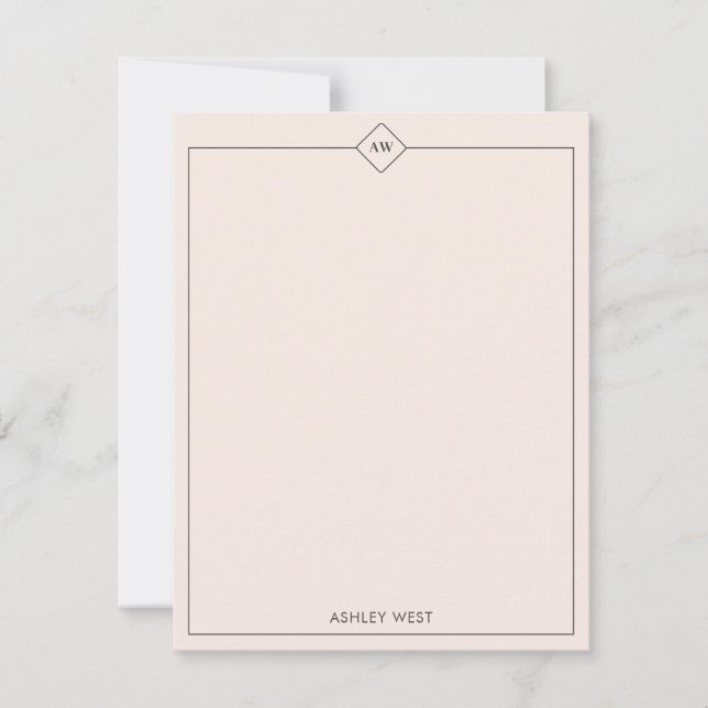 Rose | Carte de papier à lettres personnel minimal (Devant)