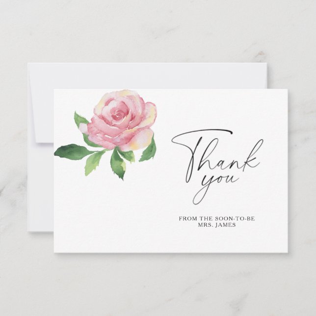 Rose - carte de remerciements de douche nuptiale (Devant)