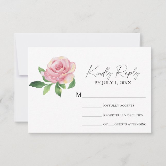 Rose - Carte RSVP de mariage (Devant)