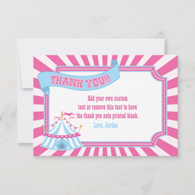 Rose, cartes de Merci de carnaval du bleu | (Devant)
