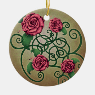 Rose Cartouche Ceramic Ornament