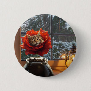 Rose Cat Dream 2 Inch Round Button