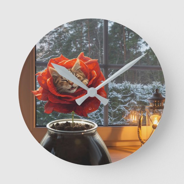 Rose Cat Dream  Round Clock (Front)