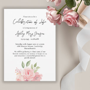 Rose Celebration of Life Funeral Invitation