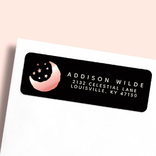 Rose céleste Gold Crescent Moon Adresse de retour