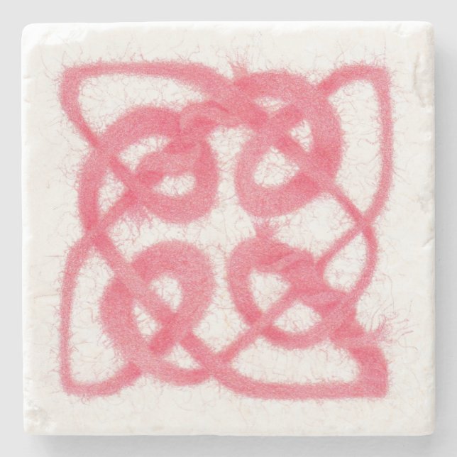 ROSE CELTIC KNOT Marble Stone Coaster (Front)