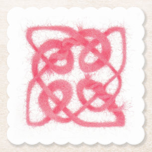 ROSE CELTIC KNOT Scalloped Square Paper Coasters