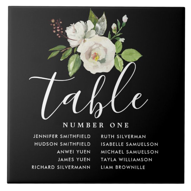 Rose Ceramic Tile Seating Chart Table Number (Front)