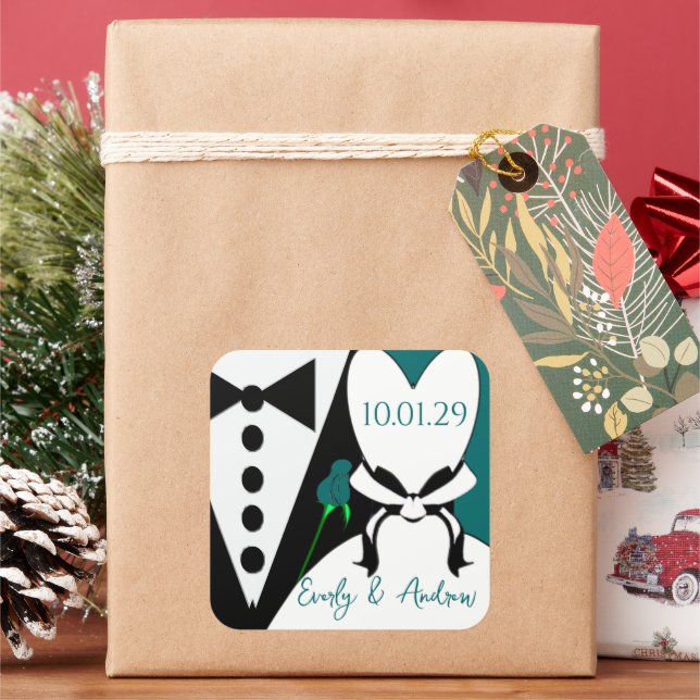 Rose Changes colour to coordinate with your event! Square Sticker (Holiday)