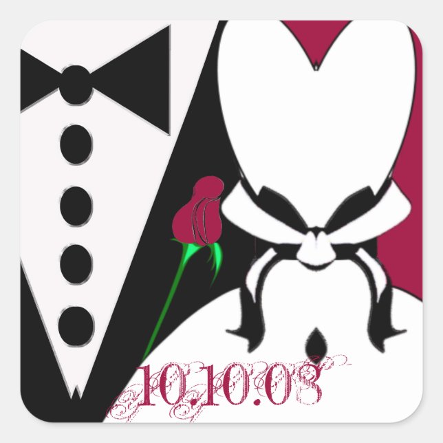 Rose Changes colour to coordinate with your event! Square Sticker (Front)