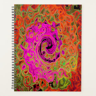 Rose Chaud Groovy Abstrait Rétro Tourbillon Liquid