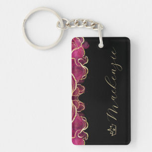Rose Chaude et Or Élégant Script Personnalisé