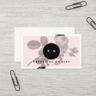 Rose chic de noir et carte de visite rose de