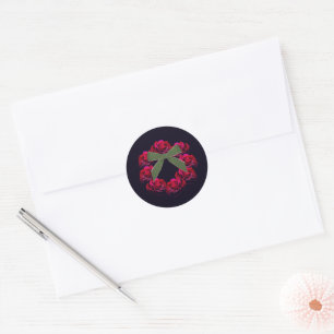 Rose Christmas Wreath Red Green Envelope Seal
