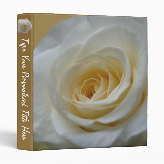 Rose Classeur Personnalisé Rose blanche Classeur (Devant/Côté)