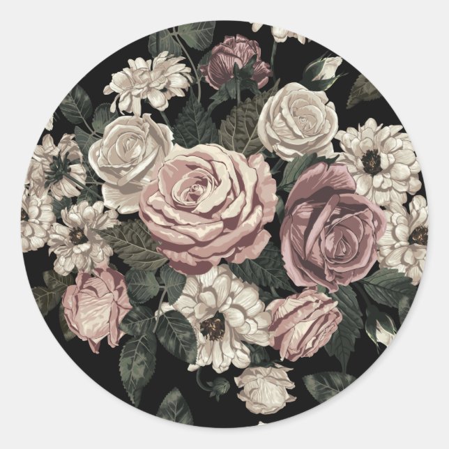 rose classic round sticker (Front)