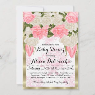 Rose classique Invitation Baby shower à thème