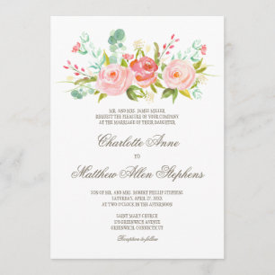 Rose classique Jardin Elégant Mariage Invitation